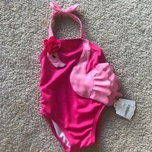 NWT 3-6 mo girls pink flamingo swim suit